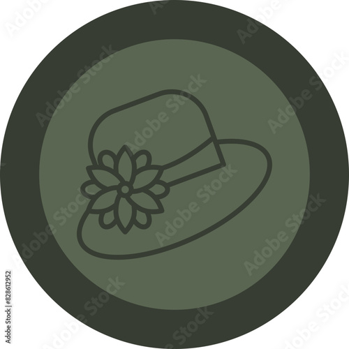 Hat Line Green Circle Icon