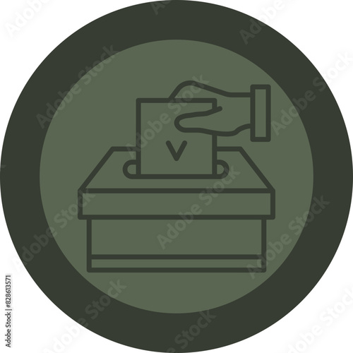 Voting Line Green Circle Icon