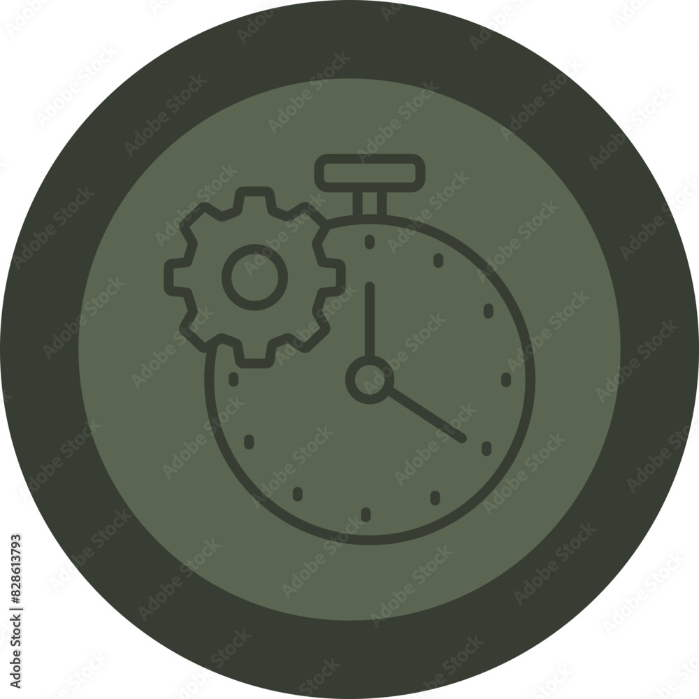 Time Management Line Green Circle Icon Time Management Line Green Circle Icon
