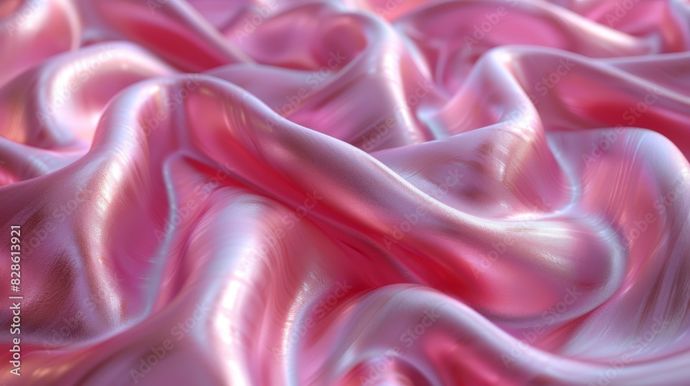 Obraz premium The photo shows opulent pink silk fabric, with soft folds and shiny texture, suitable for elegant backgrounds. High quality photo