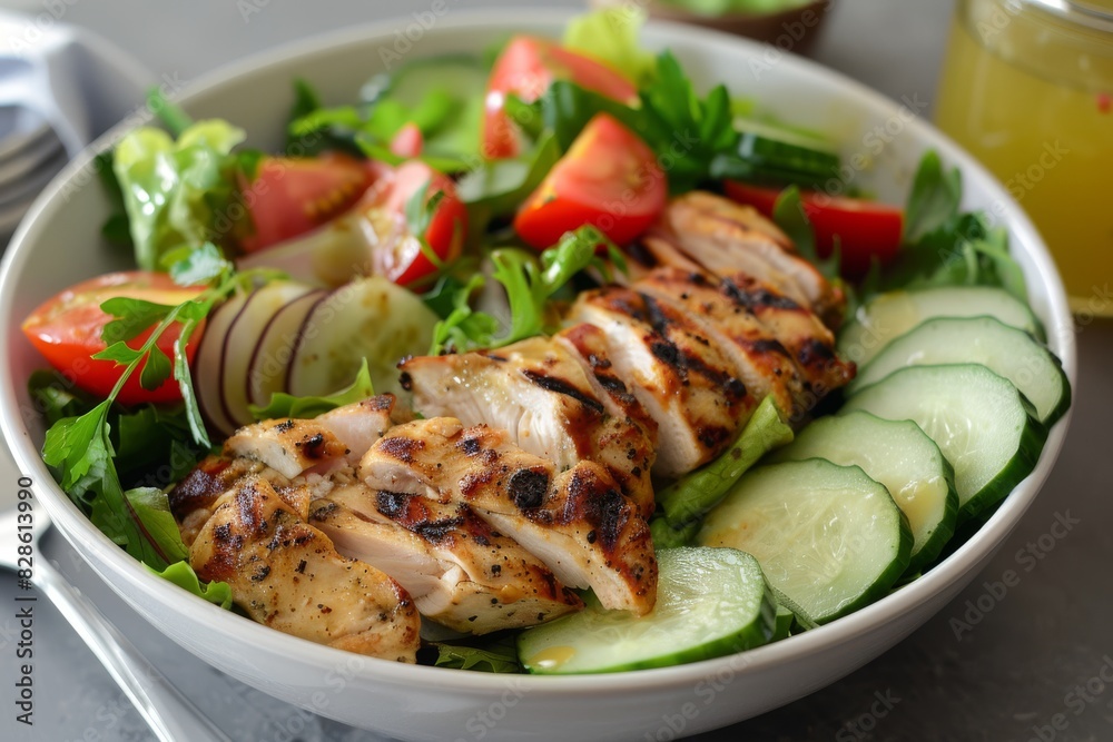 Delicious Grilled Chicken Salad with Fresh Vegetables Delicious Grilled Chicken Salad with Fresh Vegetables