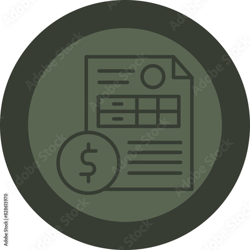 Invoice Line Green Circle Icon