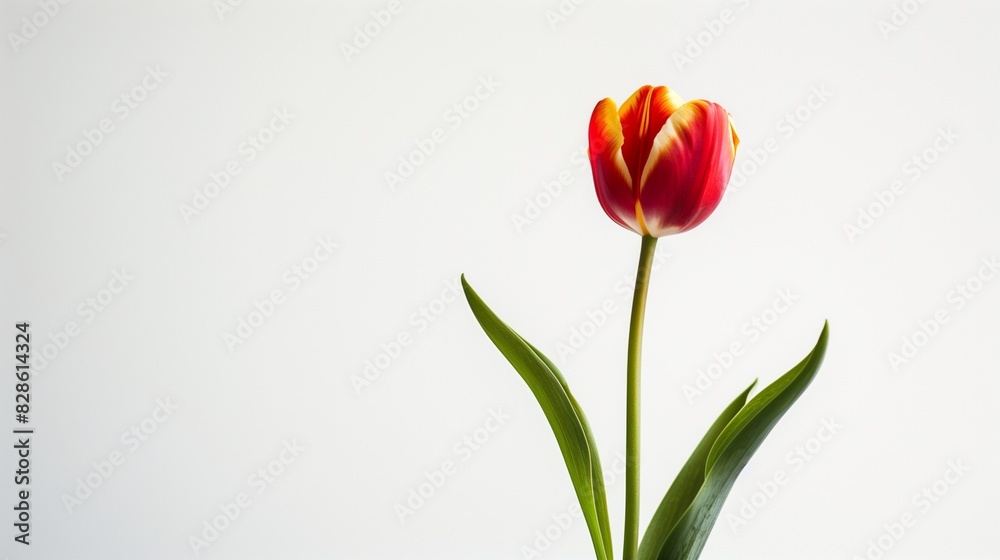 AI generated illustration of A red and yellow tulip in a transparent glass vase AI generated illustration of A red and yellow tulip in a transparent glass vase