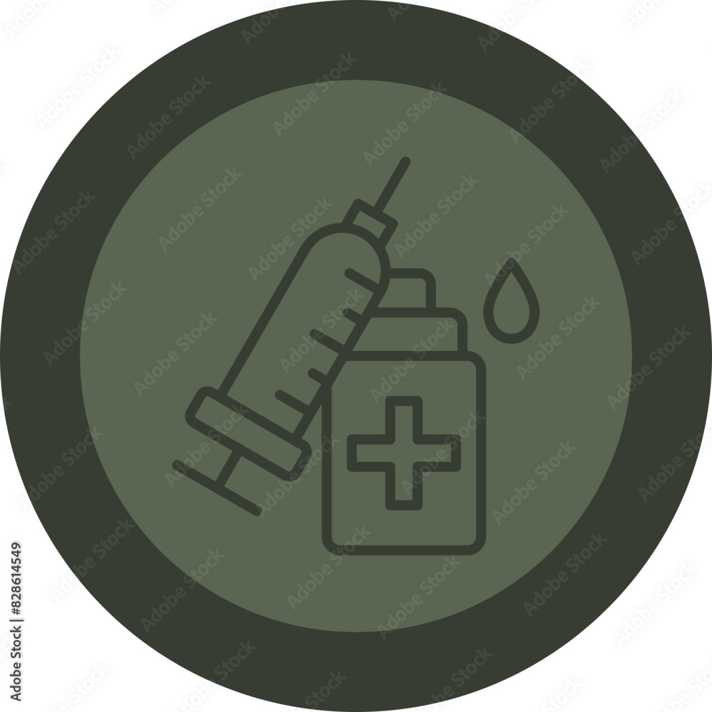 Vaccination Line Green Circle Icon Vaccination Line Green Circle Icon