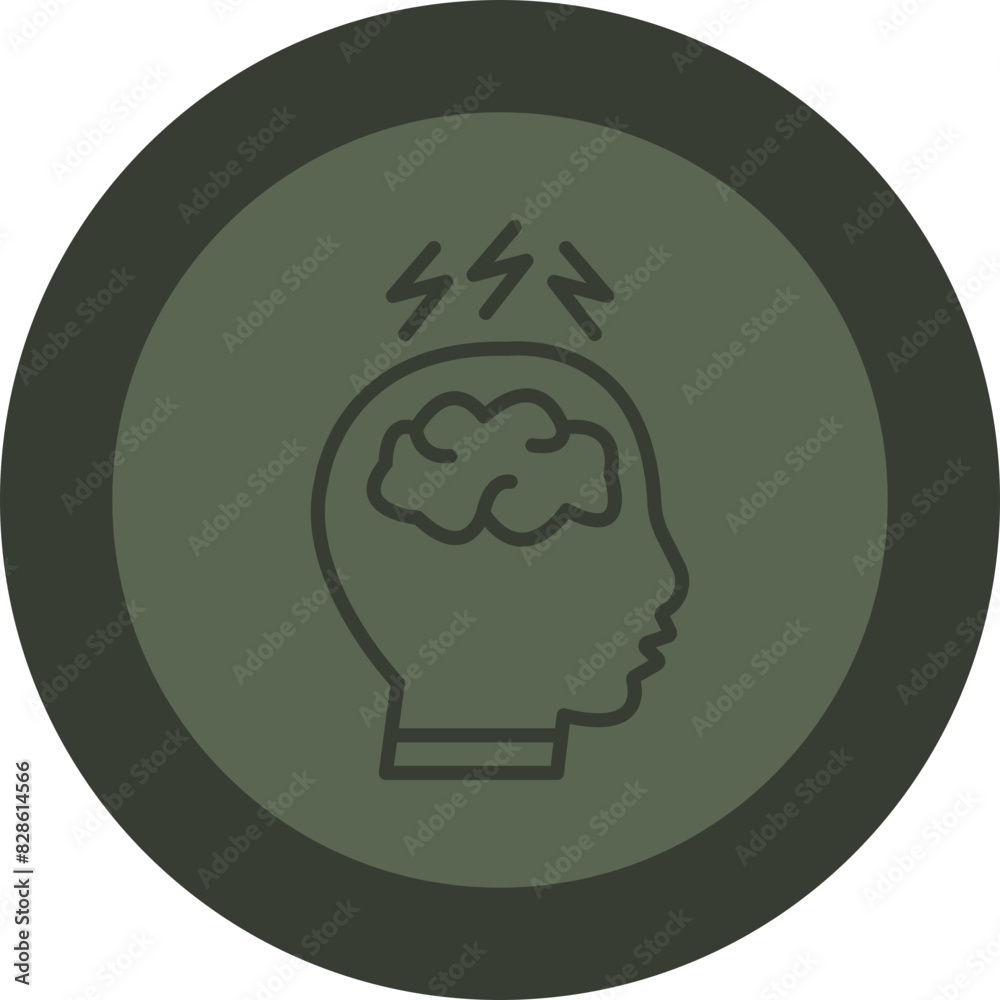 Migraine Line Green Circle Icon Migraine Line Green Circle Icon
