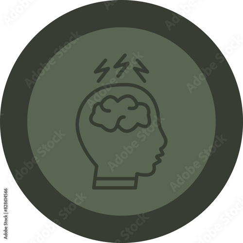 Migraine Line Green Circle Icon