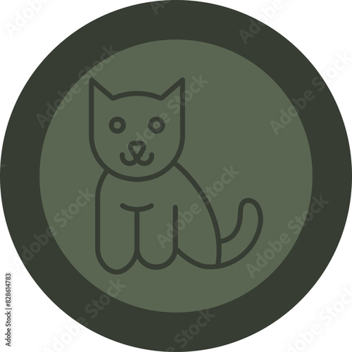 Cat Line Green Circle Icon