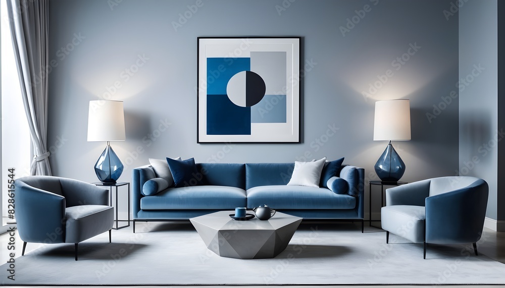 Photo interior modern design room 3D illustration Photo interior modern design room 3D illustration