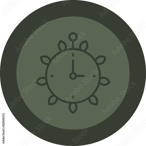 Clock Line Green Circle Icon