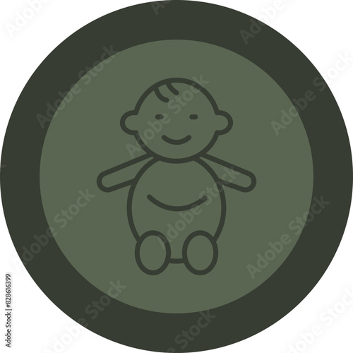 Baby Line Green Circle Icon