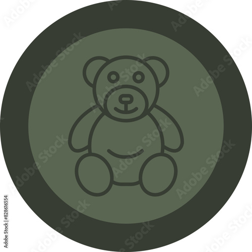 Bear Line Green Circle Icon