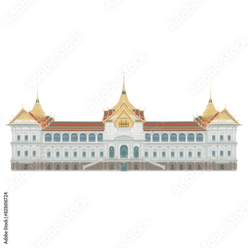 Architectural illustrations The Grand Palace, Thailand.