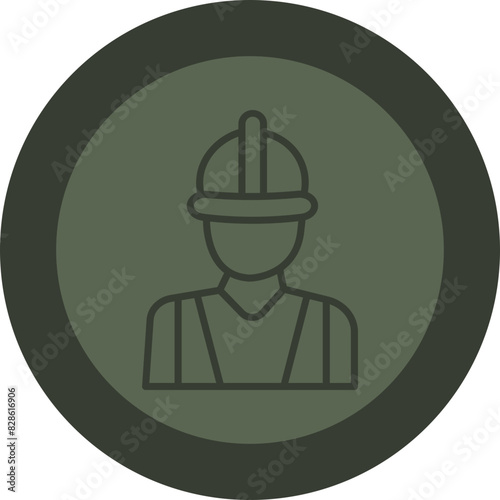 Worker Line Green Circle Icon