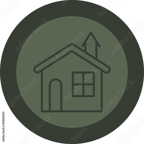 House Line Green Circle Icon