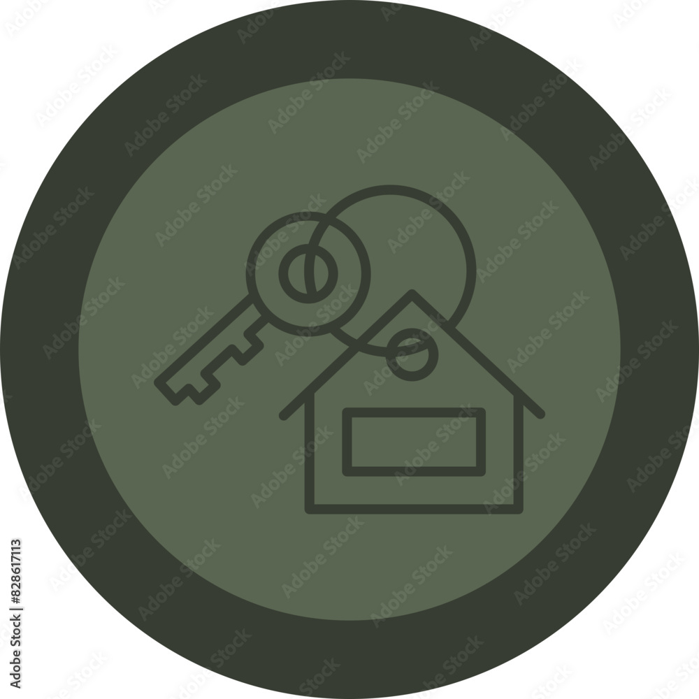 Home Security Line Green Circle Icon Home Security Line Green Circle Icon