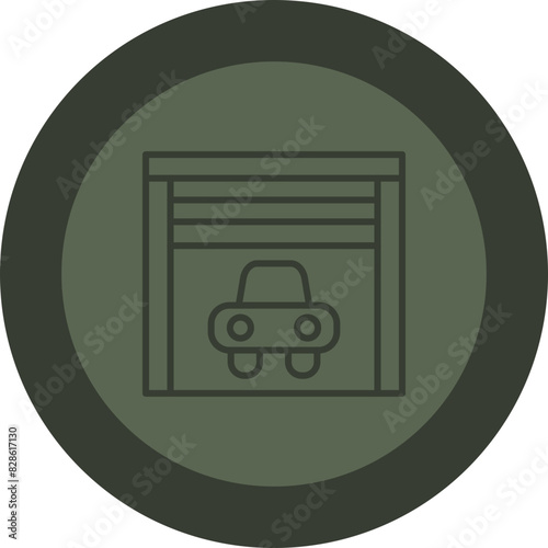 Garage Line Green Circle Icon