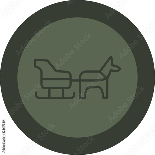 Dog sled Line Green Circle Icon