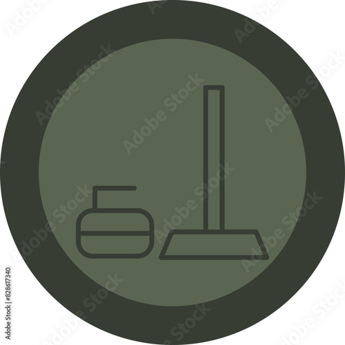 Curling Line Green Circle Icon