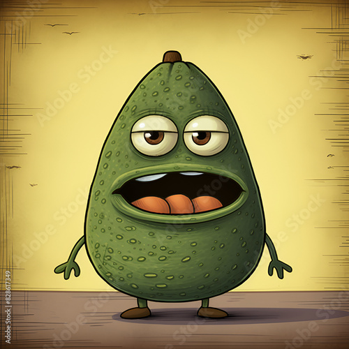 funny monster avocado