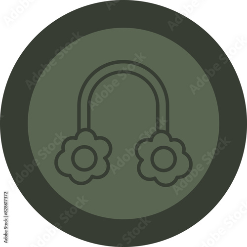 Earmuff Line Green Circle Icon