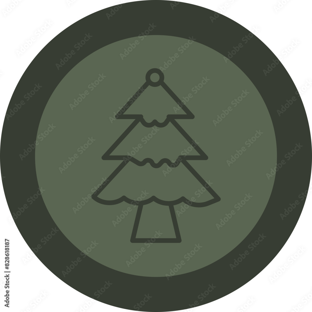 Tree Line Green Circle Icon Tree Line Green Circle Icon