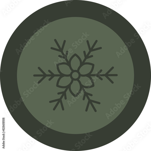 Snowflake Line Green Circle Icon