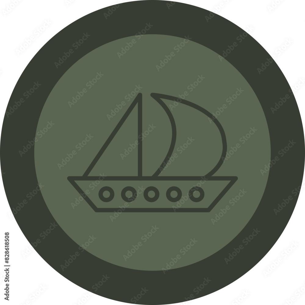 Sail boat Line Green Circle Icon Sail boat Line Green Circle Icon