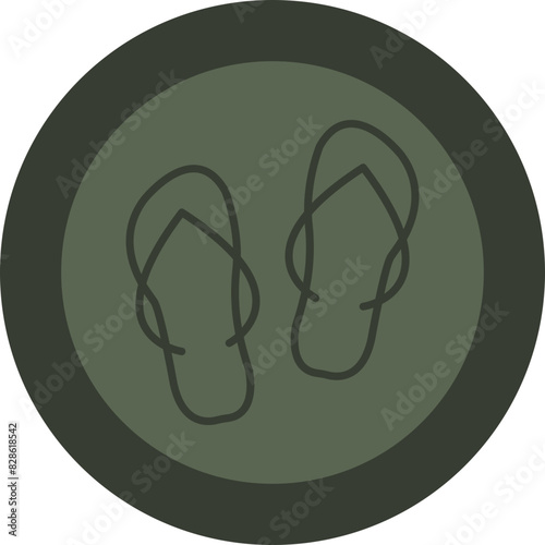 Slippers Line Green Circle Icon