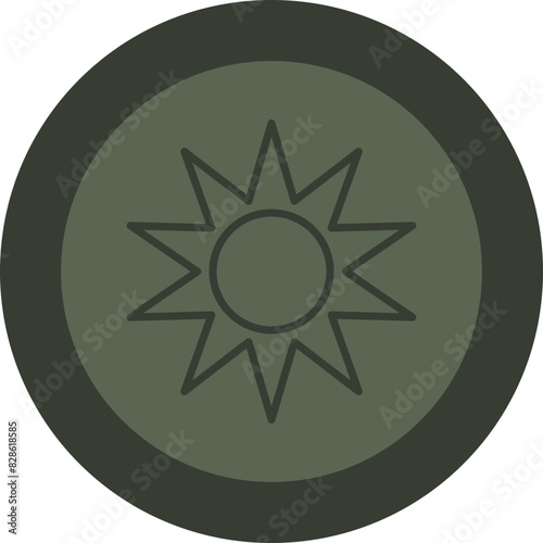 Sun Line Green Circle Icon