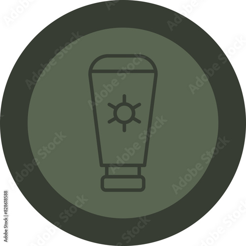 Sunscreen Line Green Circle Icon