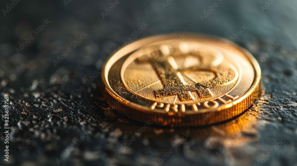 A close-up of a gold coin with the dollar sign engraved on it A close-up of a gold coin with the dollar sign engraved on it