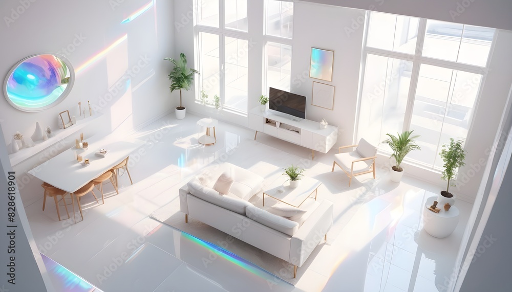 Photo interior modern design room 3D illustration Photo interior modern design room 3D illustration