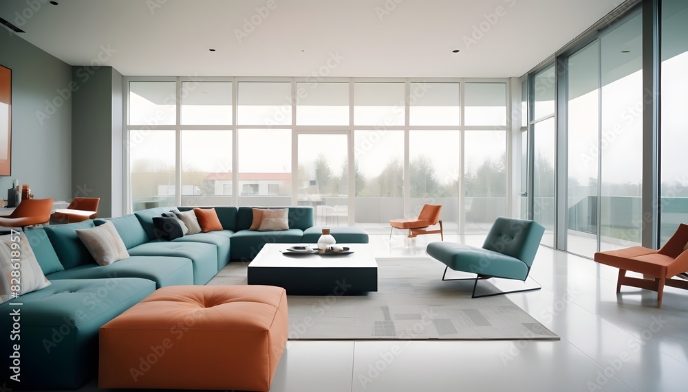 Photo interior modern design room 3D illustration Photo interior modern design room 3D illustration