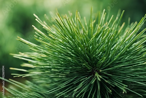 Pine Needle Close-up  Lush Green Texture  Botanical Detail  Macro Photography  Nature Background  Evergreen Foliage  High Resolution  Captivating Plant Image