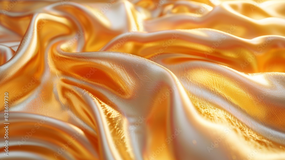 Close-up of golden silk fabric with beautiful shimmery texture and smooth folds, perfect for luxury themes. High quality photo Close-up of golden silk fabric with beautiful shimmery texture and smooth folds, perfect for luxury themes. High quality photo