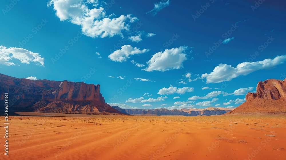 Naklejka premium Captivating Desert Scene: Crimson Rocks beneath Azure Sky