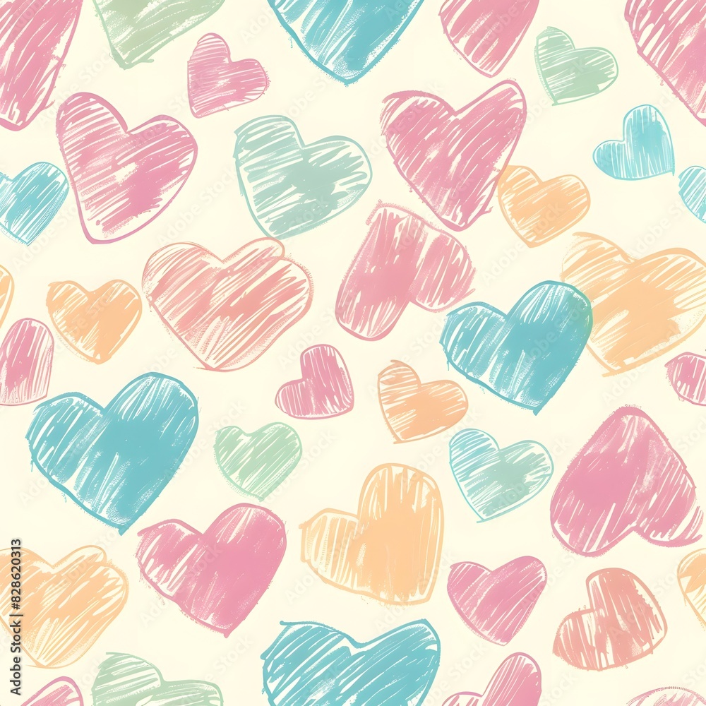Watercolor pattern with hearts Watercolor pattern with hearts
