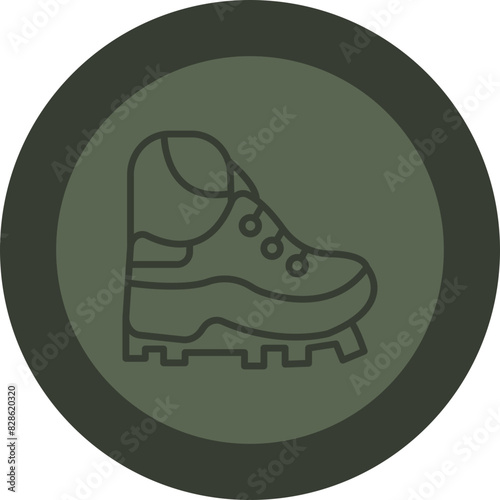 Hiker Line Green Circle Icon