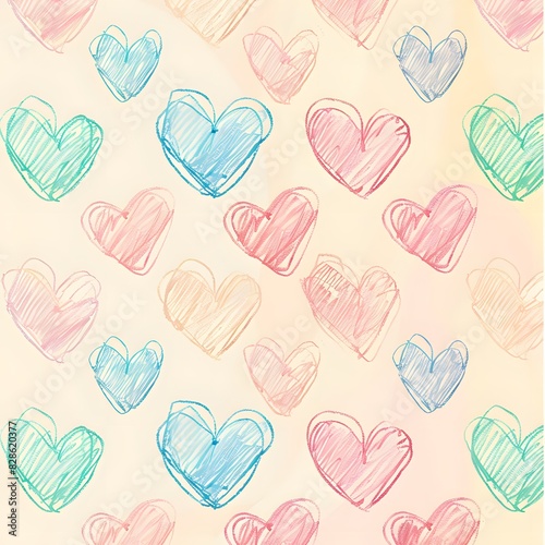 Watercolor pattern with hearts