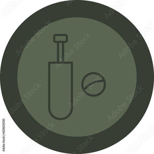 Cricket Line Green Circle Icon