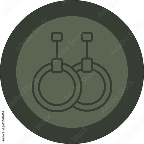 Gymnastic Rings Line Green Circle Icon