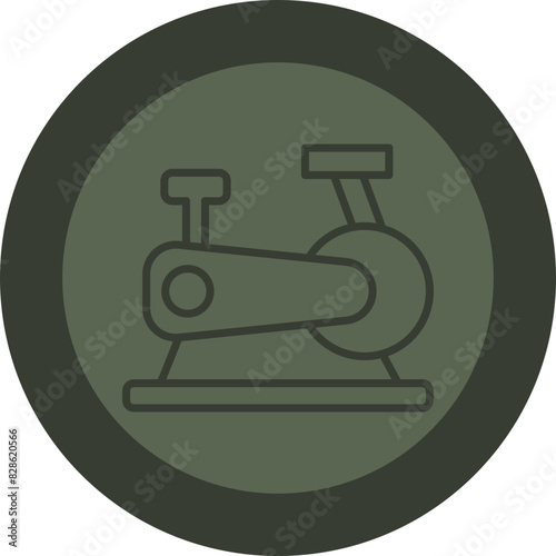 Stationary Bicycle Line Green Circle Icon