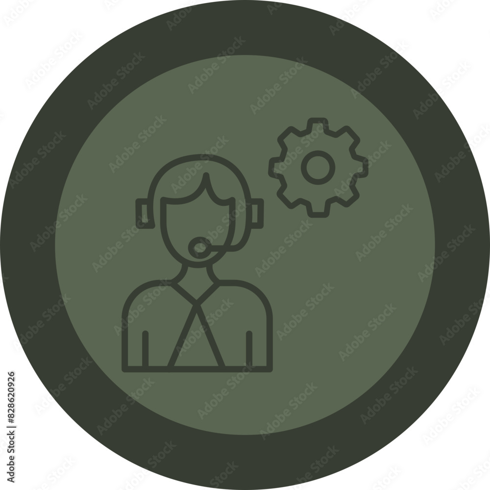 It Support Line Green Circle Icon It Support Line Green Circle Icon
