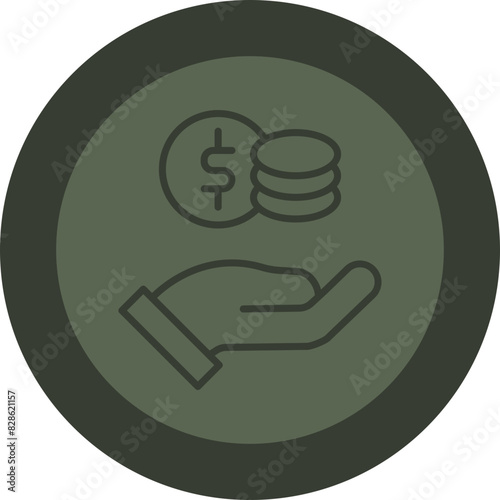 Donation Line Green Circle Icon