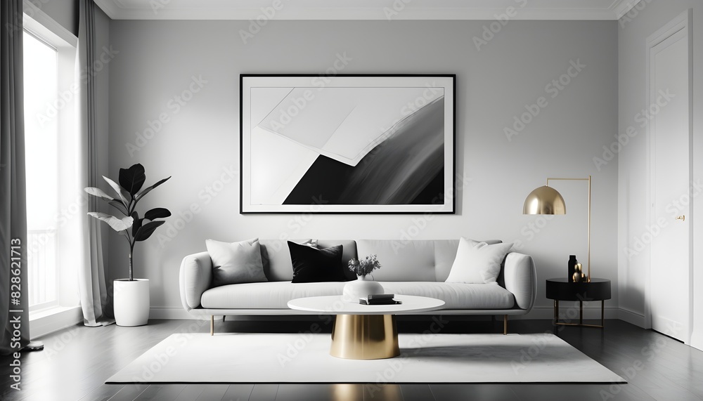 Photo interior modern design room 3D illustration Photo interior modern design room 3D illustration