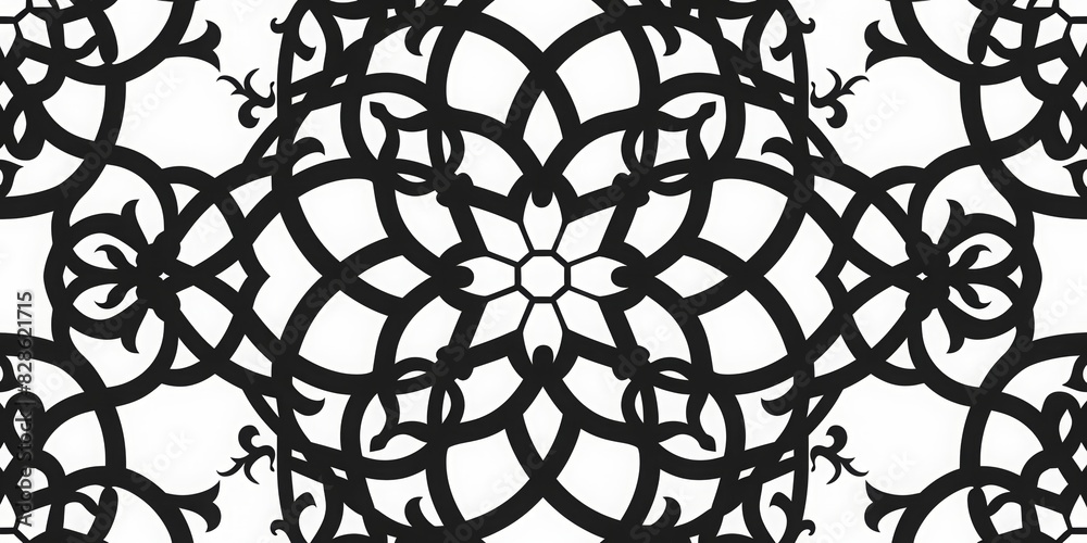 Fototapeta premium pattern design white background with black elements symbolizing Arabian luxury