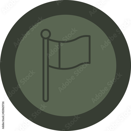 Flag Line Green Circle Icon
