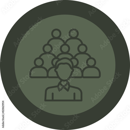 Crowd Line Green Circle Icon
