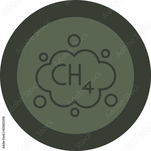 Methane Line Green Circle Icon