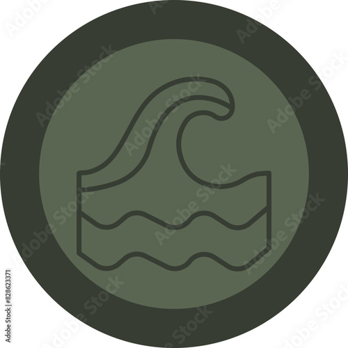 Ocean Line Green Circle Icon